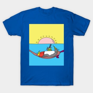 Penguin Summer Sunset Vacation T-Shirt